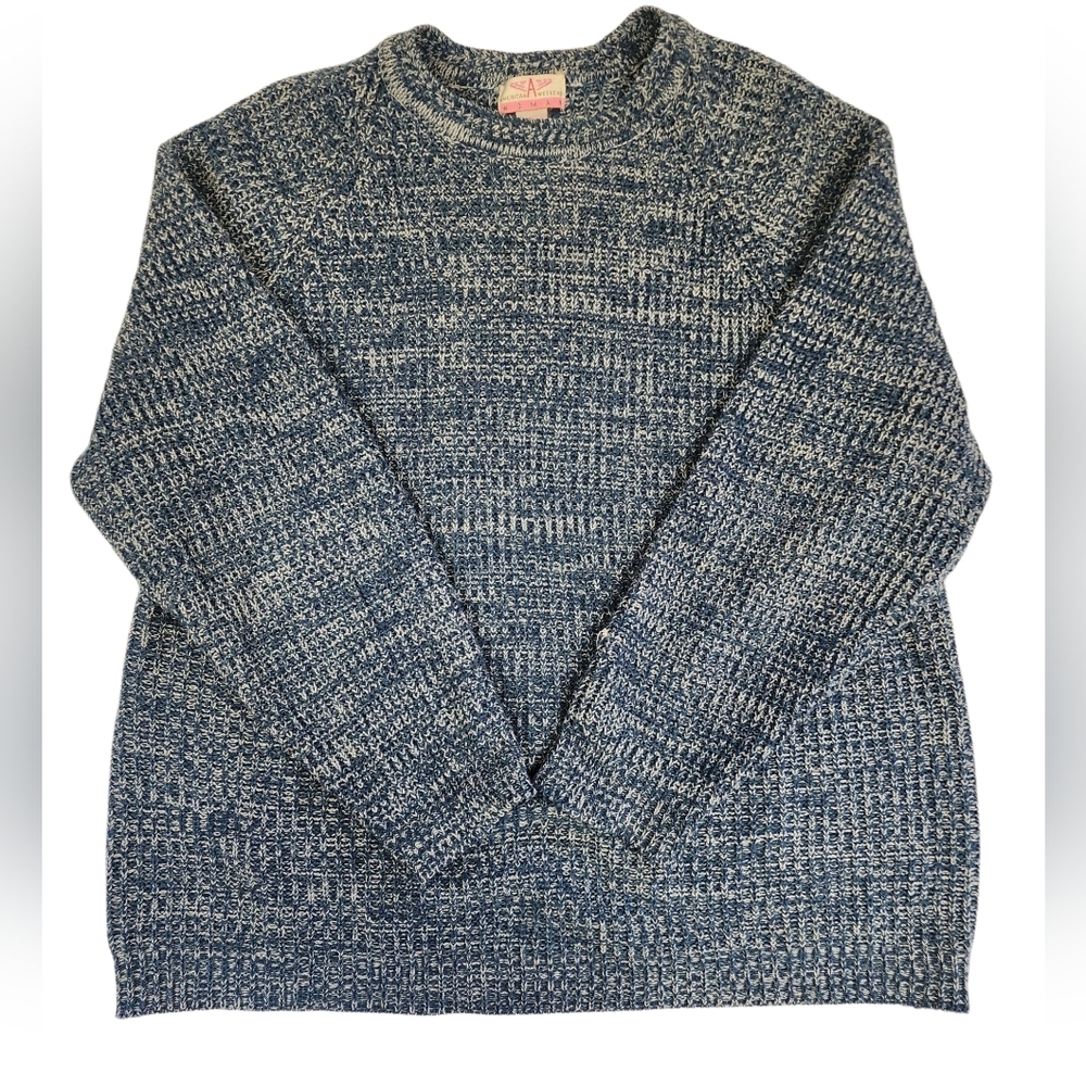 Vintage‎ American Weekend Knit Sweater Womens 2XL Blue & White